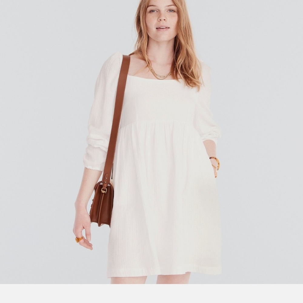 New! J Crew Squareneck White Soft Gauze Beach Dress